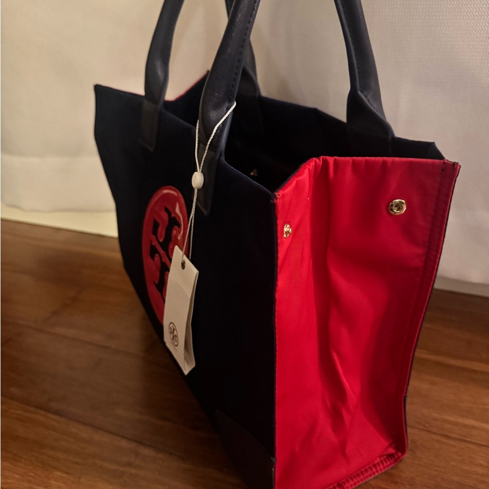 Tory Burch Black and Red Logo Tote - Picture 2 of 15